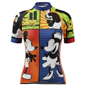 Women's Steamboat Willie Comic Vignettes Short Sleeve Cycling Jersey