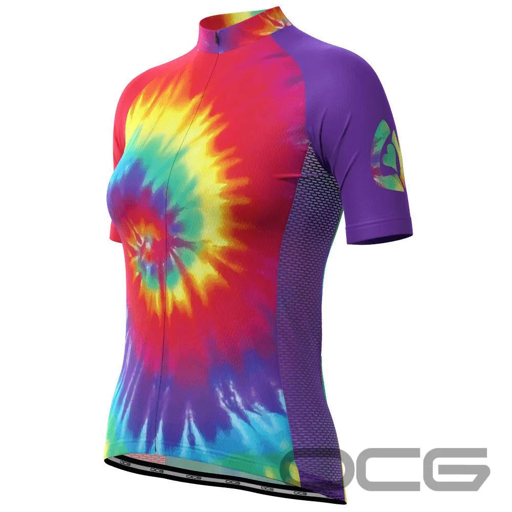 Women's Tie Dye Love & Peace Cycling Jersey [clearance]