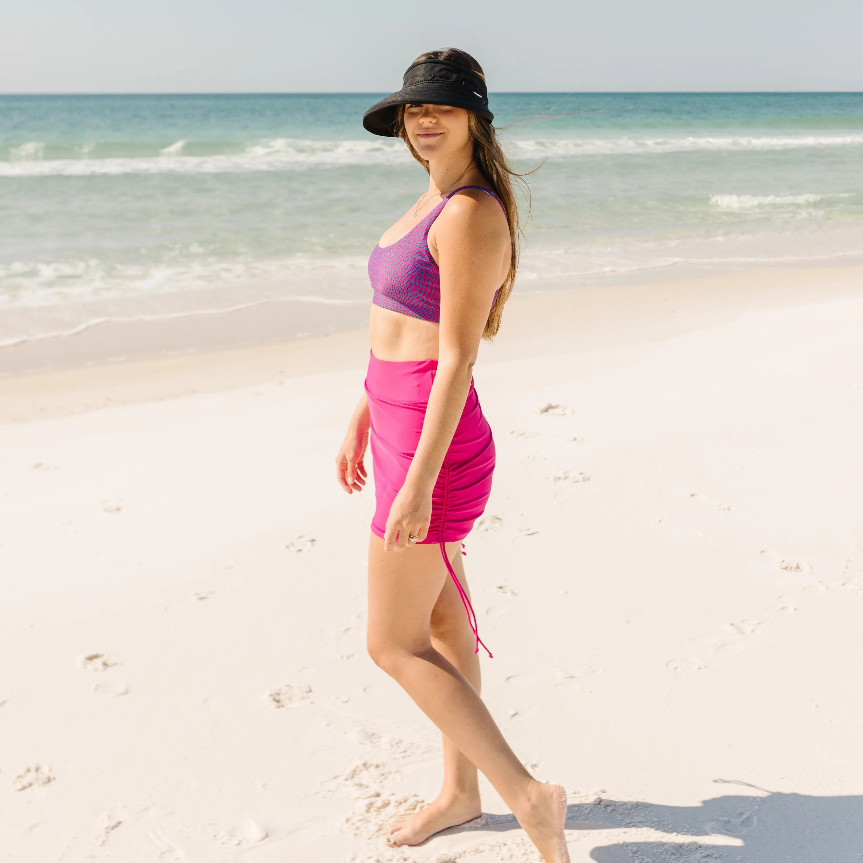Women's Zip Off Adjustable Sun Visor   Sun Hat - Black