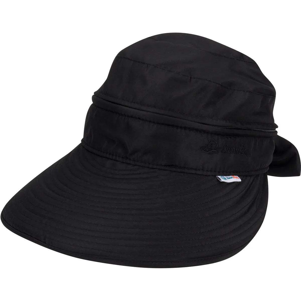 Women's Zip Off Adjustable Sun Visor   Sun Hat - Black