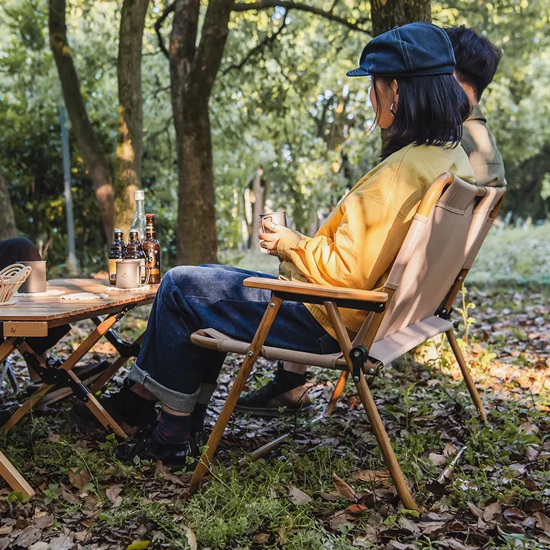 Wood Grain Double Camping Chair