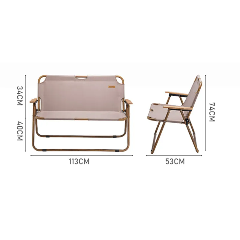 Wood Grain Double Camping Chair