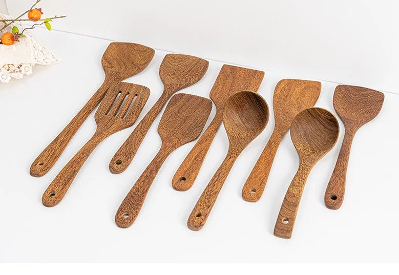 Wooden Spoons for Cooking 13 Pcs Natural Teak Wooden Kitchen Utensils Set Wooden Spatulas for Cooking