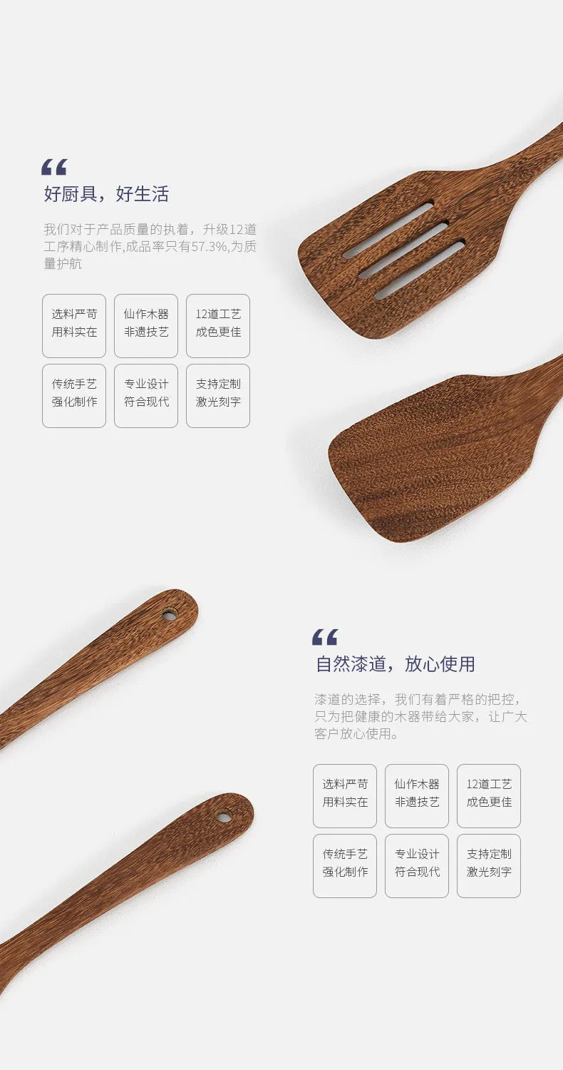 Wooden Spoons for Cooking 13 Pcs Natural Teak Wooden Kitchen Utensils Set Wooden Spatulas for Cooking