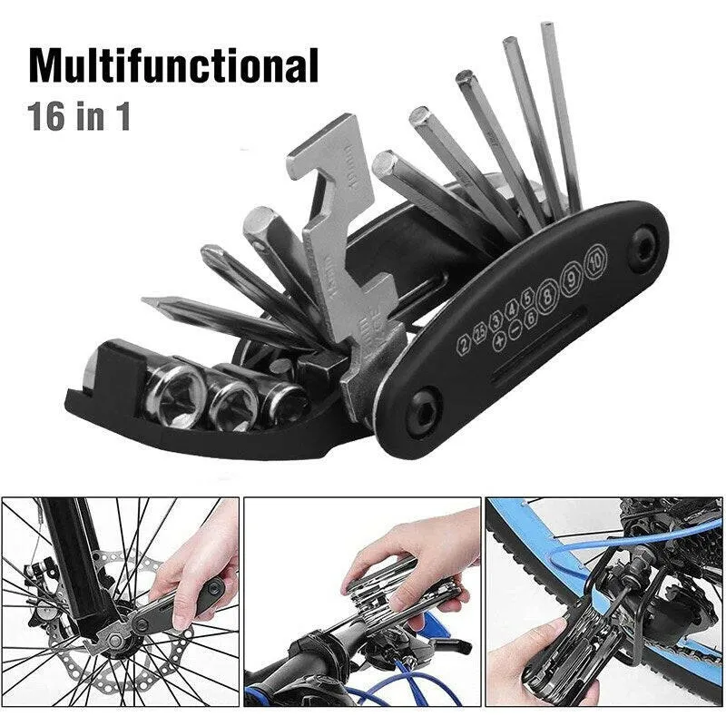 X-TIGER Bike Repair Tool Kits 16 in 1 Bicycle Multitool with Bike Tire Levers Hex Spoke Wrench Folding Metric Repair Tool Set
