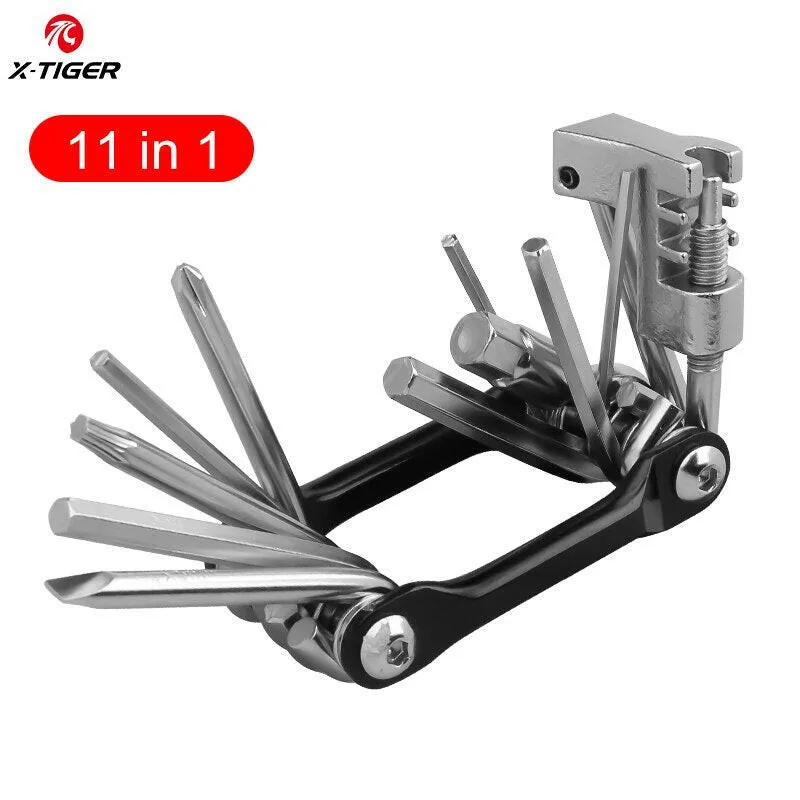 X-TIGER Bike Repair Tool Kits 16 in 1 Bicycle Multitool with Bike Tire Levers Hex Spoke Wrench Folding Metric Repair Tool Set