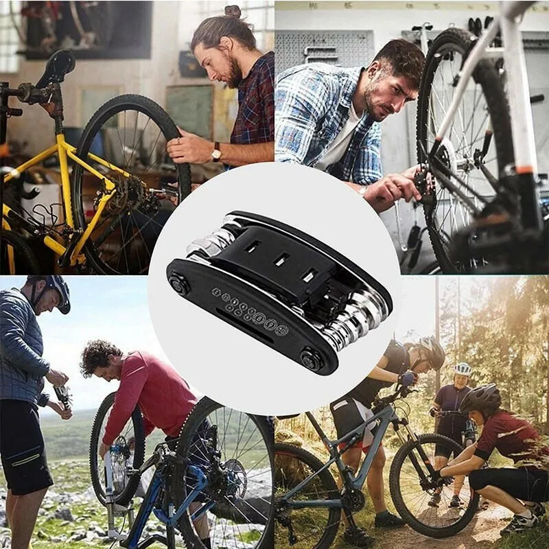 X-TIGER Bike Repair Tool Kits 16 in 1 Bicycle Multitool with Bike Tire Levers Hex Spoke Wrench Folding Metric Repair Tool Set