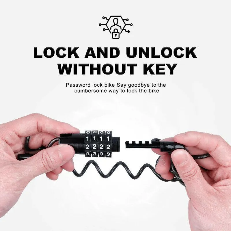 X-Tiger Password Bicycle Lock 1.5M Extend Cable Bike Lock Anti-Theft Password Lock 4 Digit Code Combination Bicycle Accessories