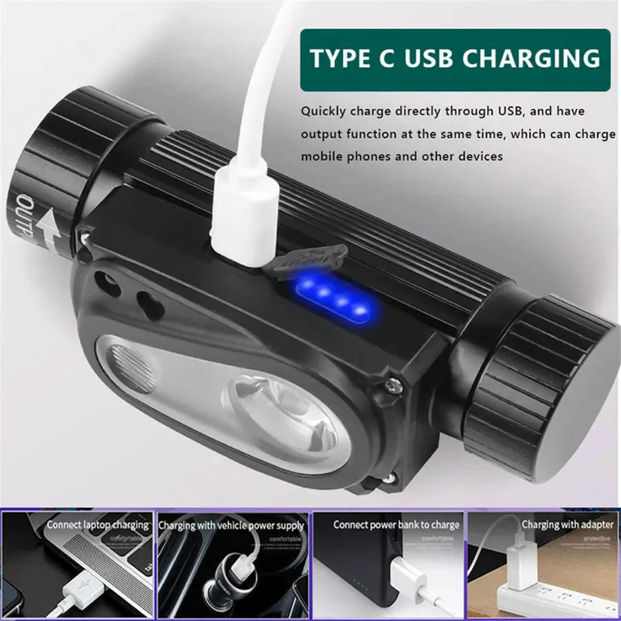 XHP50 LED Headlamp Sensor Headlight Flashlight 18650 21700 USB Rechargeable Outdoor Head Lamp Torch 10 Lighting Modes Work Light
