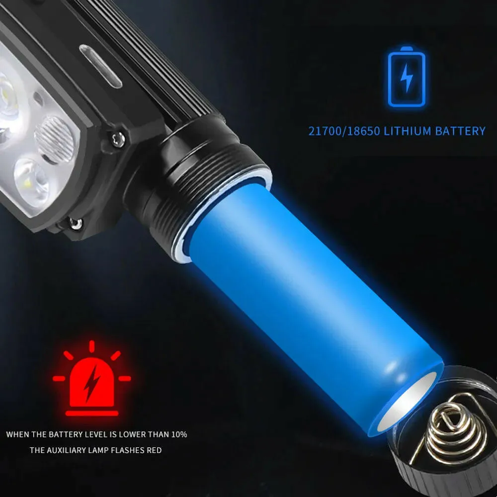 XHP50 LED Headlamp Sensor Headlight Flashlight 18650 21700 USB Rechargeable Outdoor Head Lamp Torch Red Light Modes Work Lamp