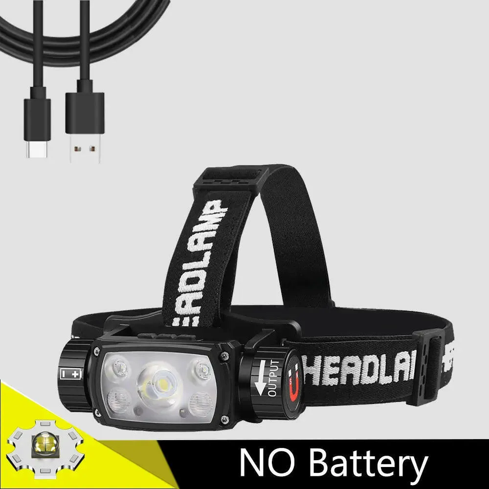 XHP50 LED Headlamp Sensor Headlight Flashlight 18650 21700 USB Rechargeable Outdoor Head Lamp Torch Red Light Modes Work Lamp