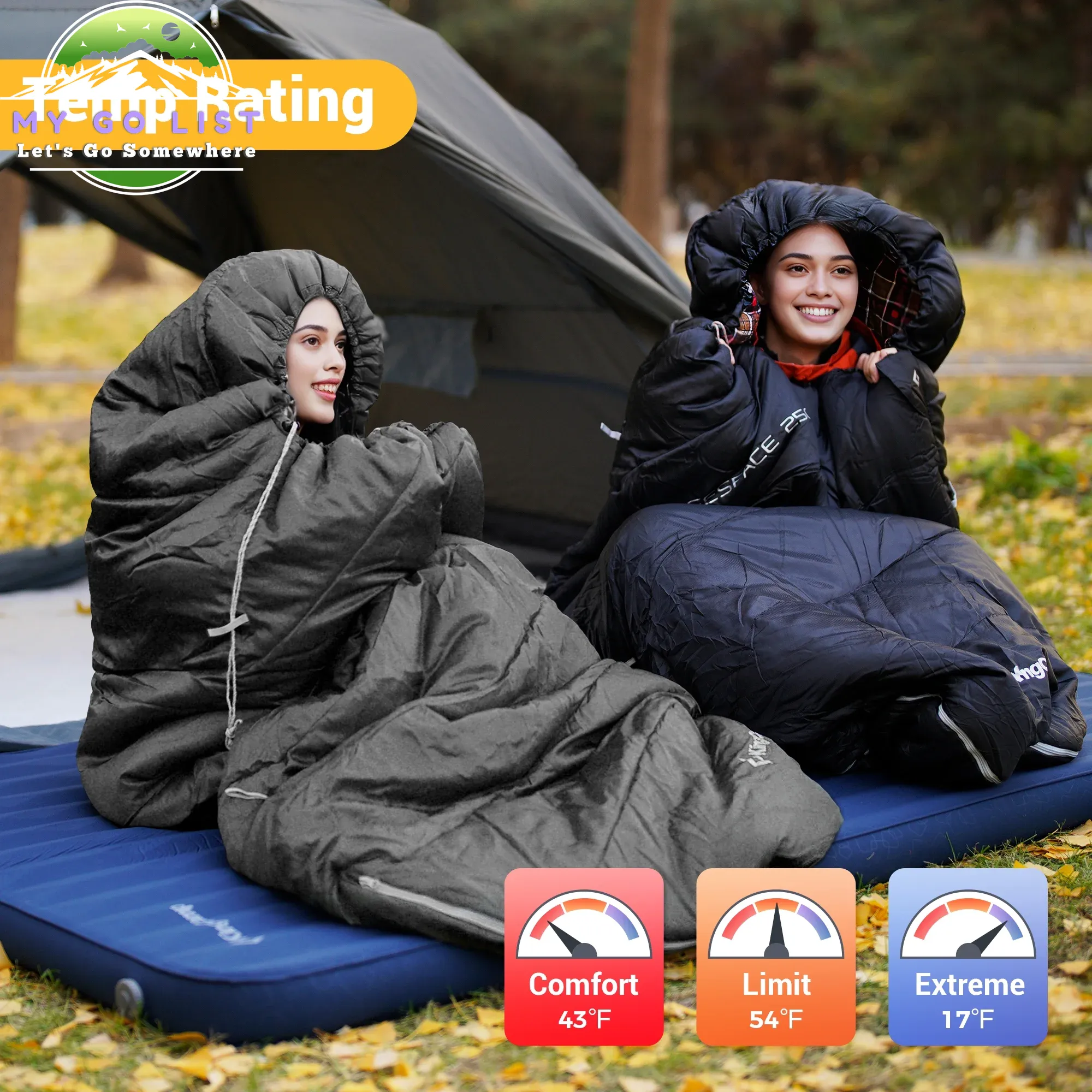 XL Camping Sleeping Bags 3 Seasons Flannel Oversized