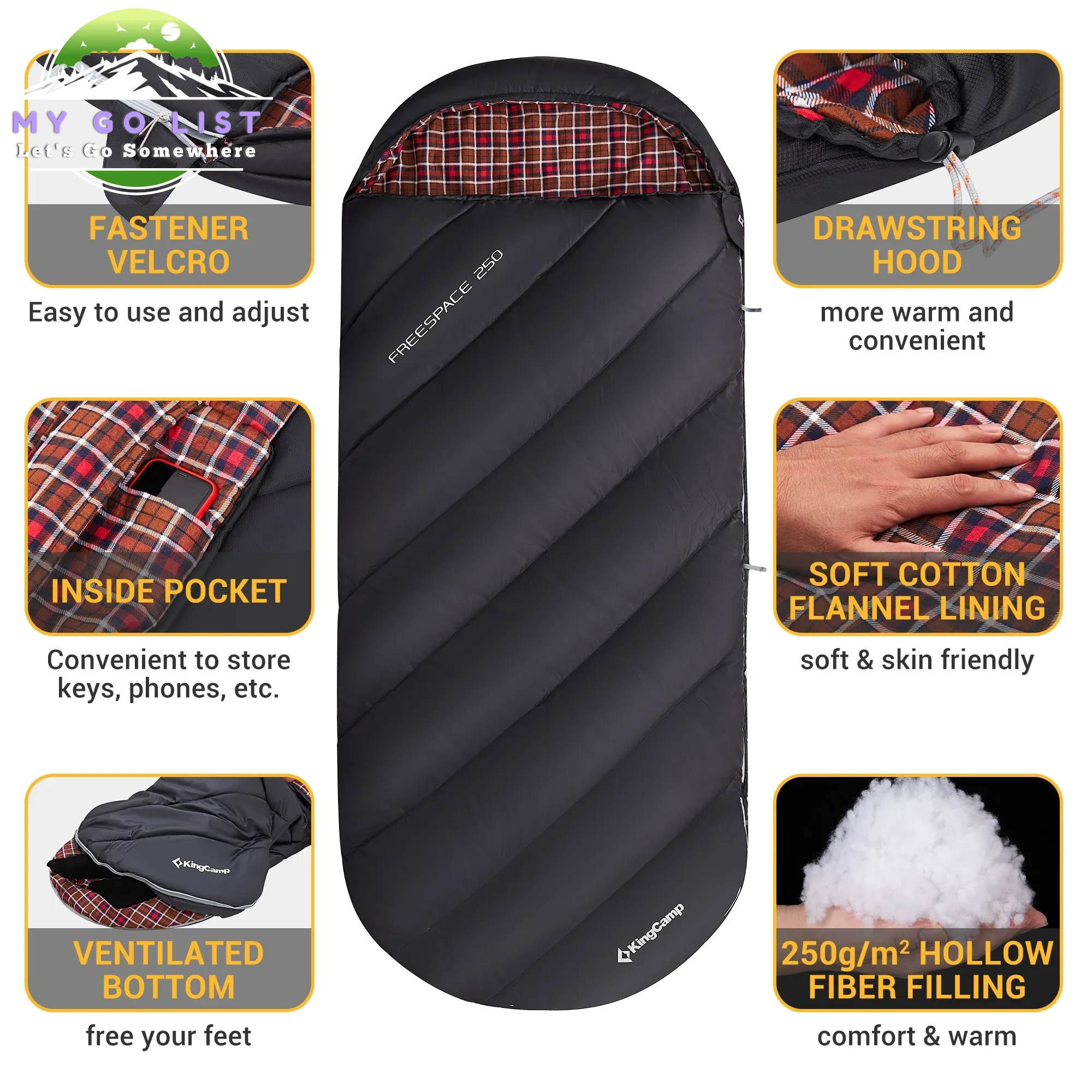 XL Camping Sleeping Bags 3 Seasons Flannel Oversized