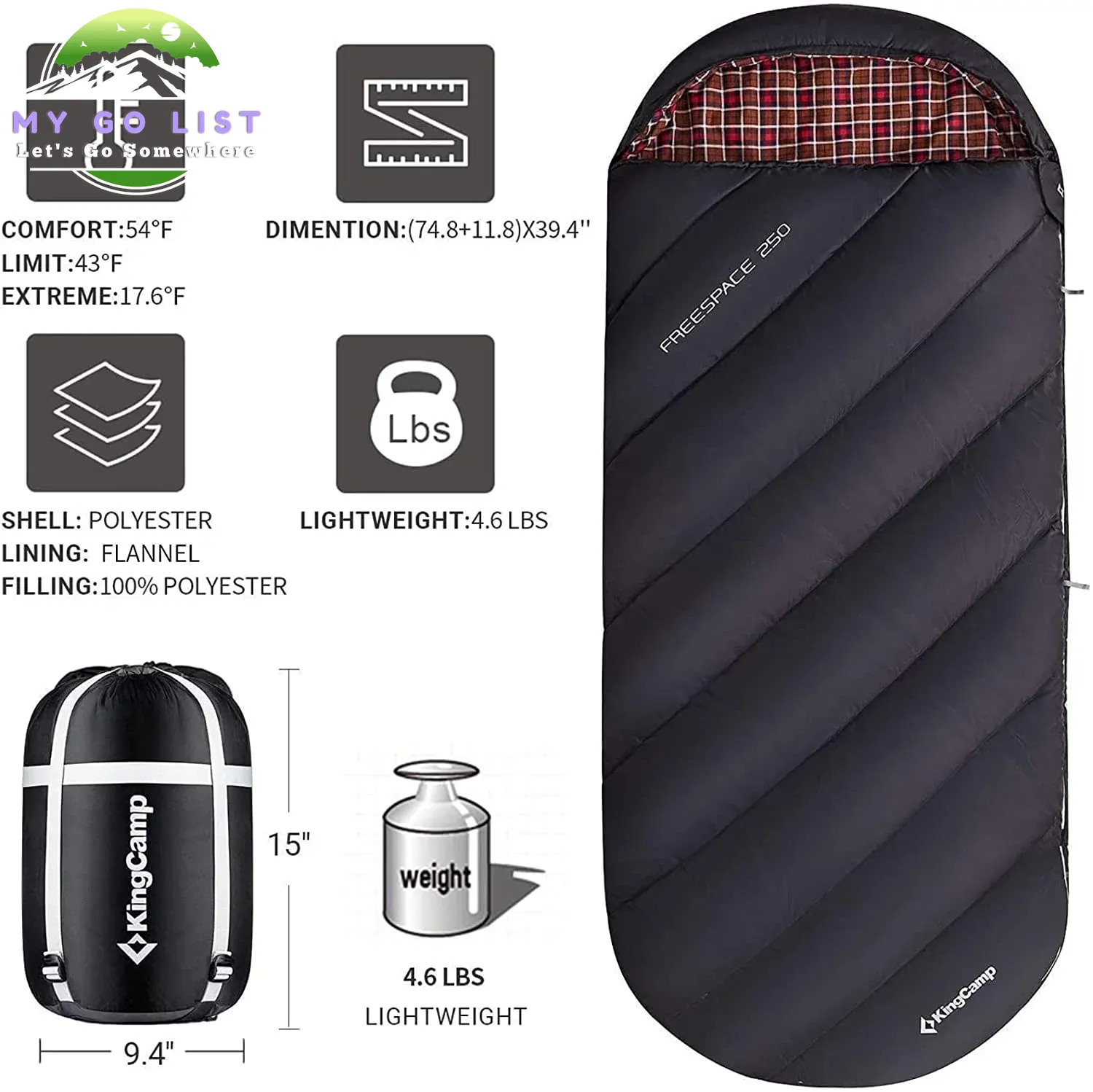 XL Camping Sleeping Bags 3 Seasons Flannel Oversized