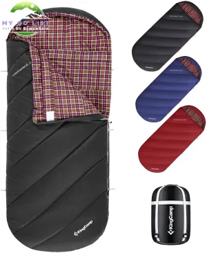 XL Camping Sleeping Bags 3 Seasons Flannel Oversized