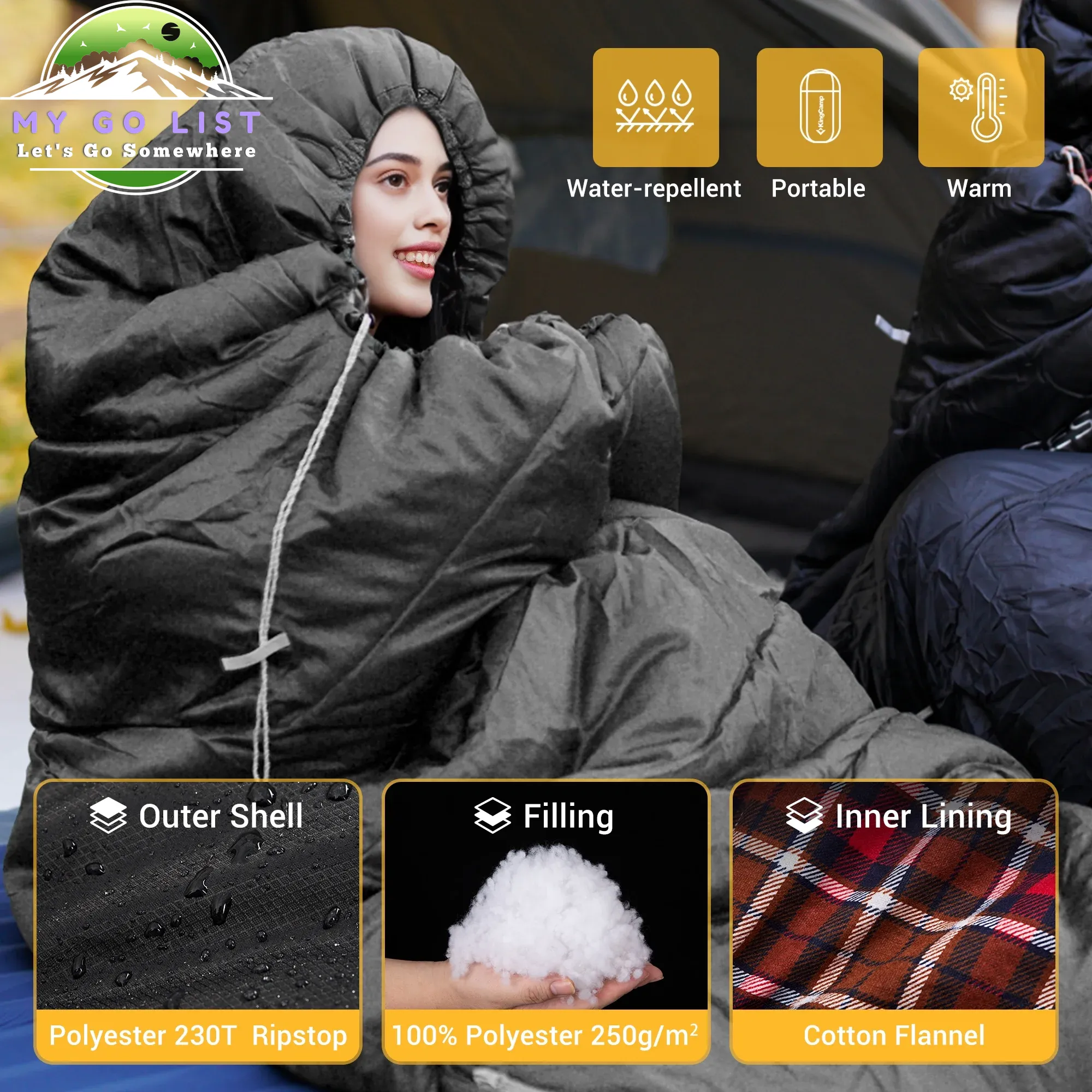 XL Camping Sleeping Bags 3 Seasons Flannel Oversized