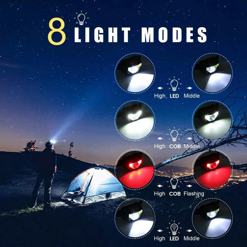 XPE COB 8 Modes Handfress Motion Sensor Waterproof Powerful LED Headlight Headlamp Head Lamp COB Flashlight Torch head light