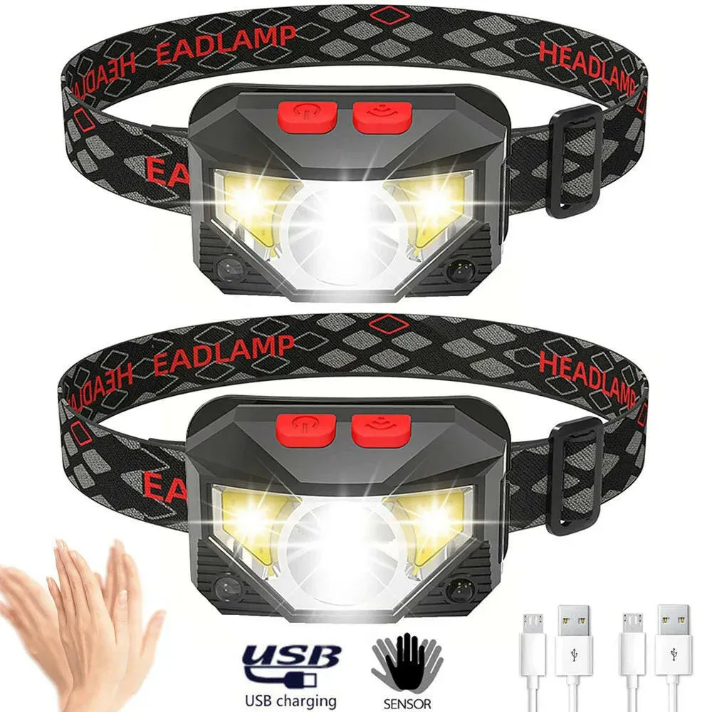 XPE COB 8 Modes Handfress Motion Sensor Waterproof Powerful LED Headlight Headlamp Head Lamp COB Flashlight Torch head light