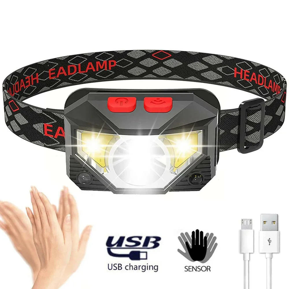 XPE COB 8 Modes Handfress Motion Sensor Waterproof Powerful LED Headlight Headlamp Head Lamp COB Flashlight Torch head light