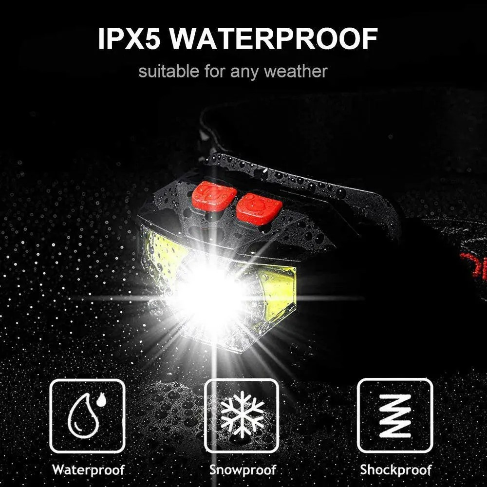 XPE COB 8 Modes Handfress Motion Sensor Waterproof Powerful LED Headlight Headlamp Head Lamp COB Flashlight Torch head light