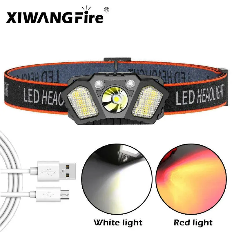 XPG COB LED Headlamp USB Rechargeable Head Torch Head Flashlight Waterproof Head Torch Outdoor Camping Night Fishing Headlight