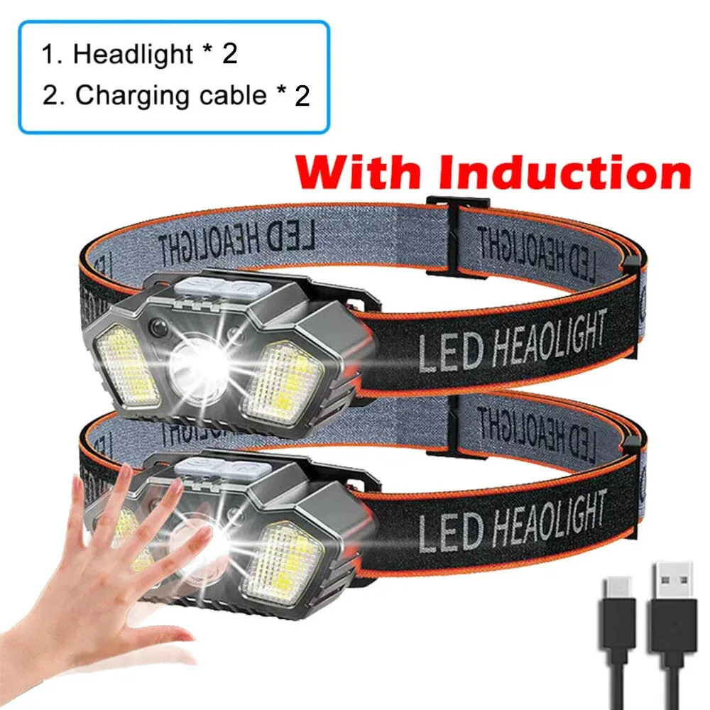 XPG COB LED Headlamp USB Rechargeable Head Torch Head Flashlight Waterproof Head Torch Outdoor Camping Night Fishing Headlight