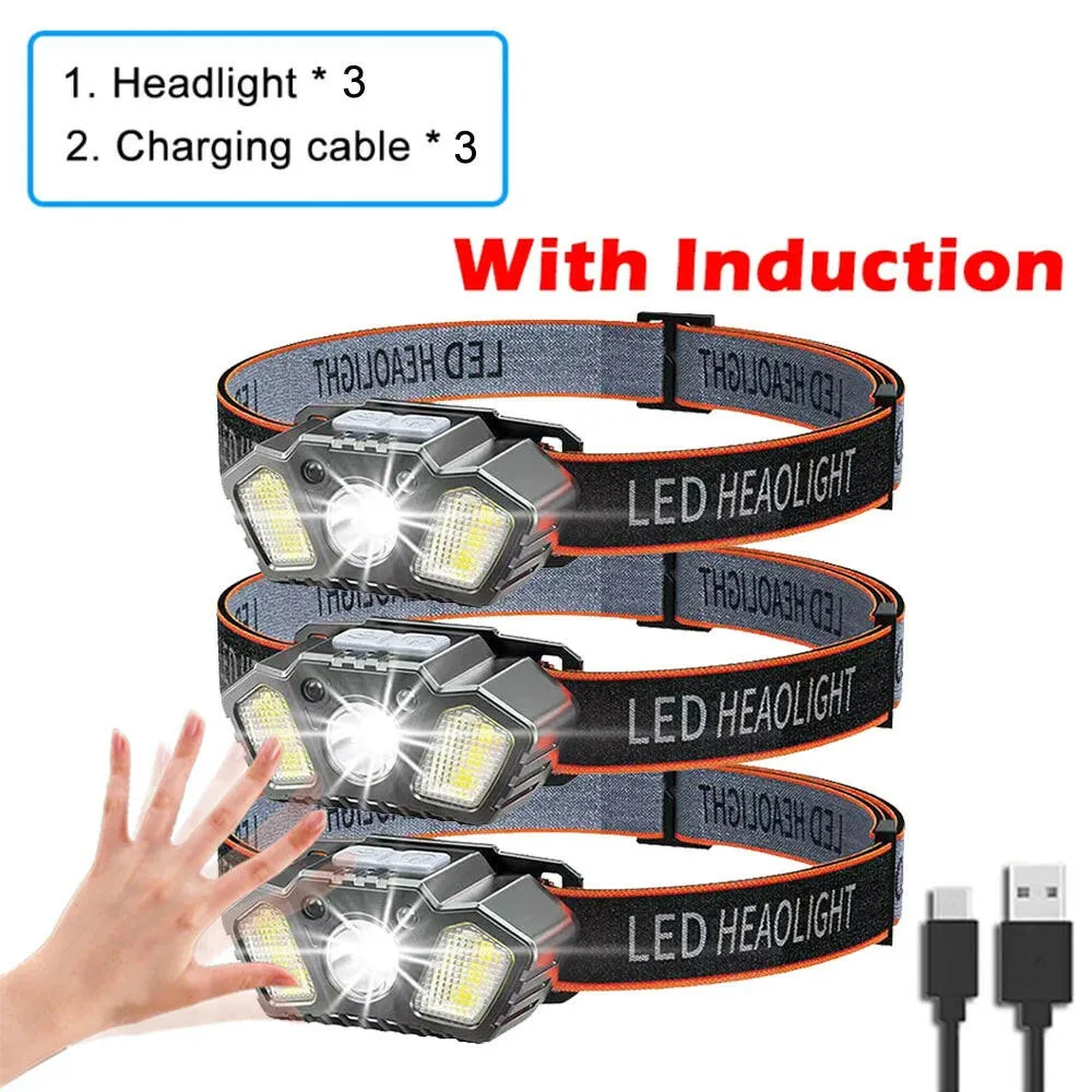 XPG COB LED Headlamp USB Rechargeable Head Torch Head Flashlight Waterproof Head Torch Outdoor Camping Night Fishing Headlight
