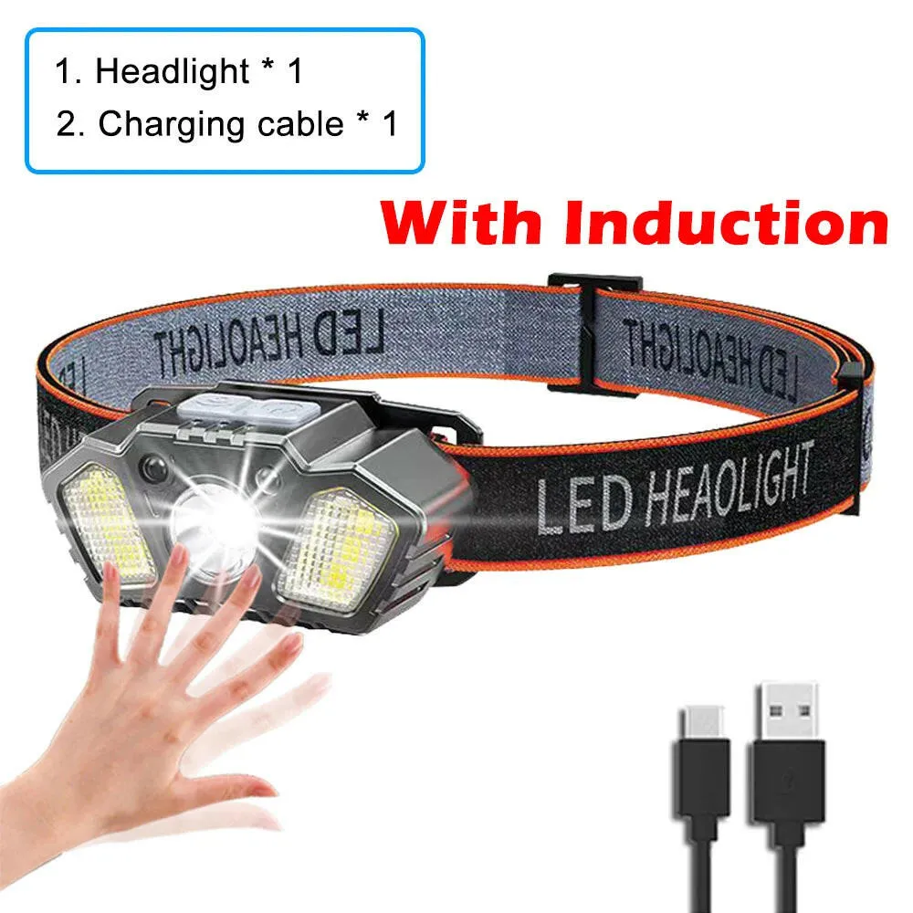 XPG COB LED Headlamp USB Rechargeable Head Torch Head Flashlight Waterproof Head Torch Outdoor Camping Night Fishing Headlight