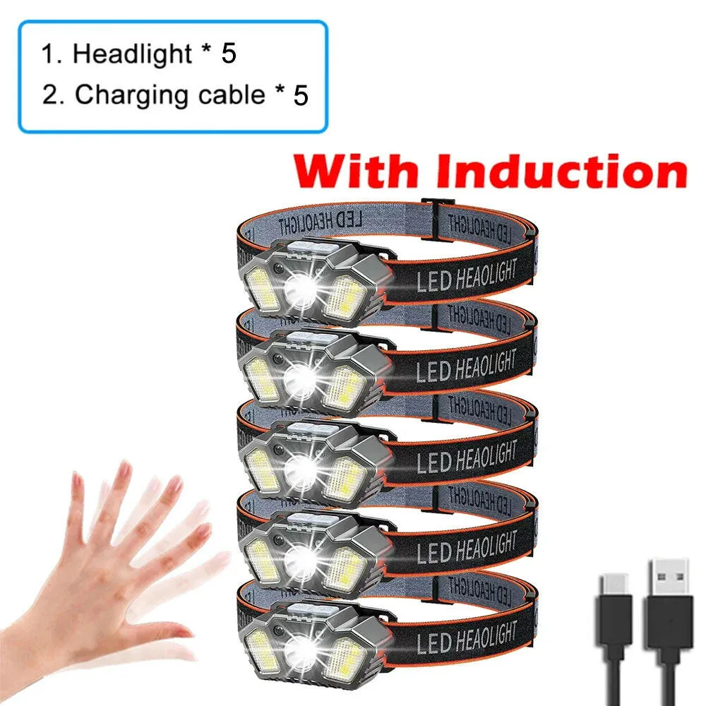 XPG COB LED Headlamp USB Rechargeable Head Torch Head Flashlight Waterproof Head Torch Outdoor Camping Night Fishing Headlight