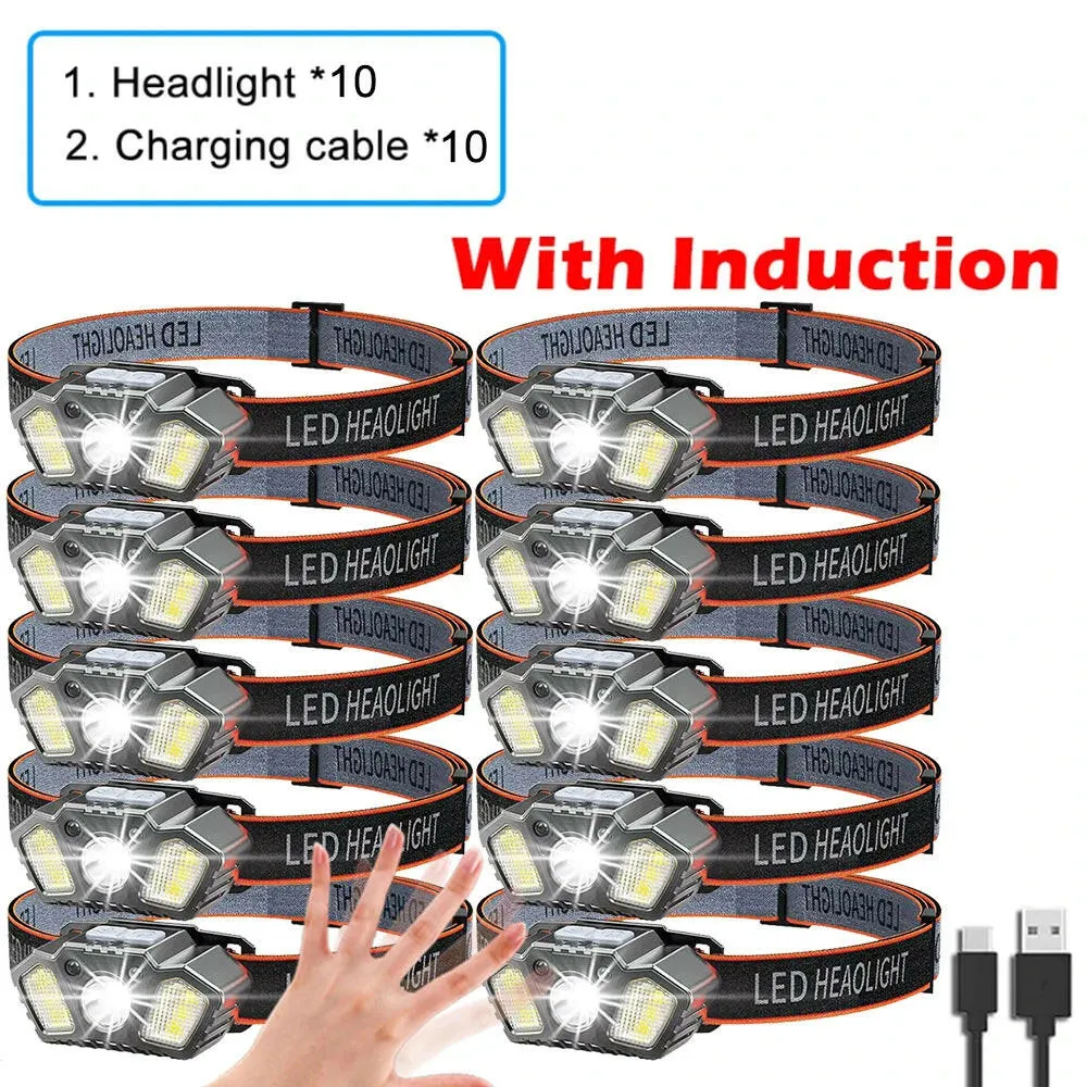 XPG COB LED Headlamp USB Rechargeable Head Torch Head Flashlight Waterproof Head Torch Outdoor Camping Night Fishing Headlight
