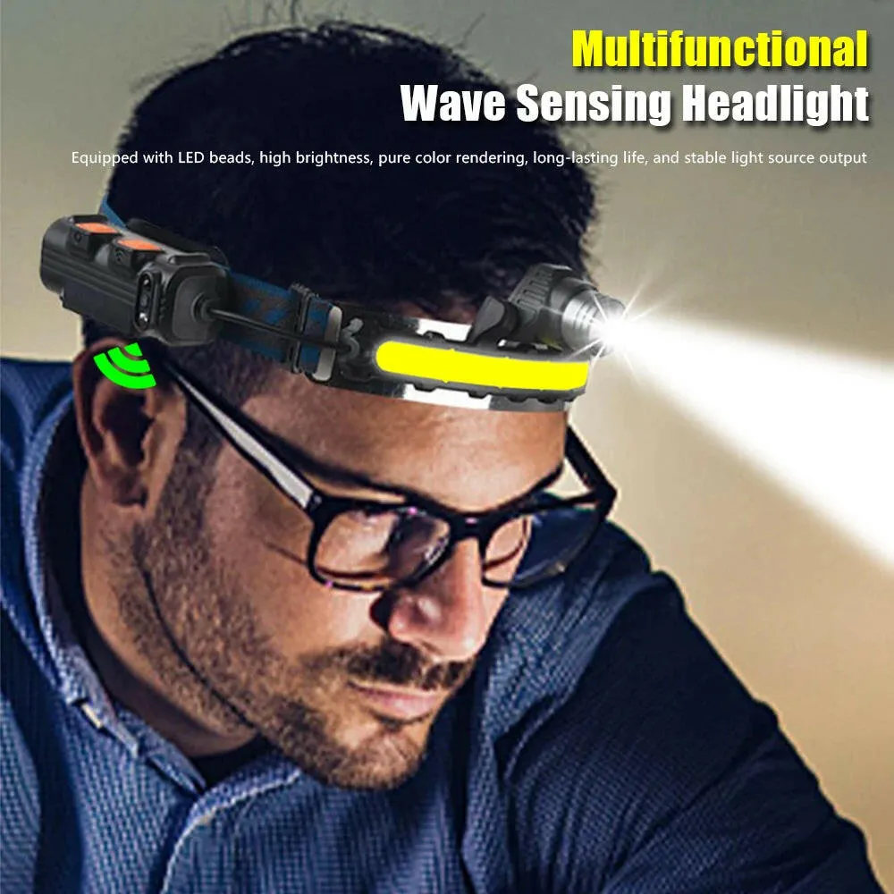 XPG COB LED USB Rechargeable Head Torch Release Induction Zoom Headlamp 6 Modes Head Lamp with Built-in Battery Flashlight