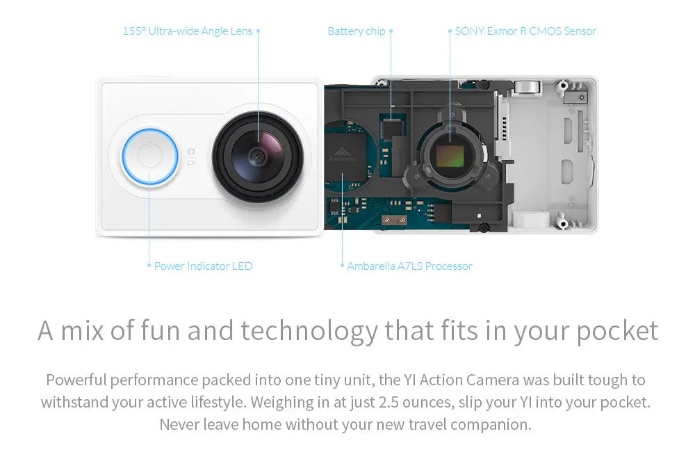 YI Action Camera 1080P 16.0MP 155 degree Ultra-wide Angle Sports Mini Camera