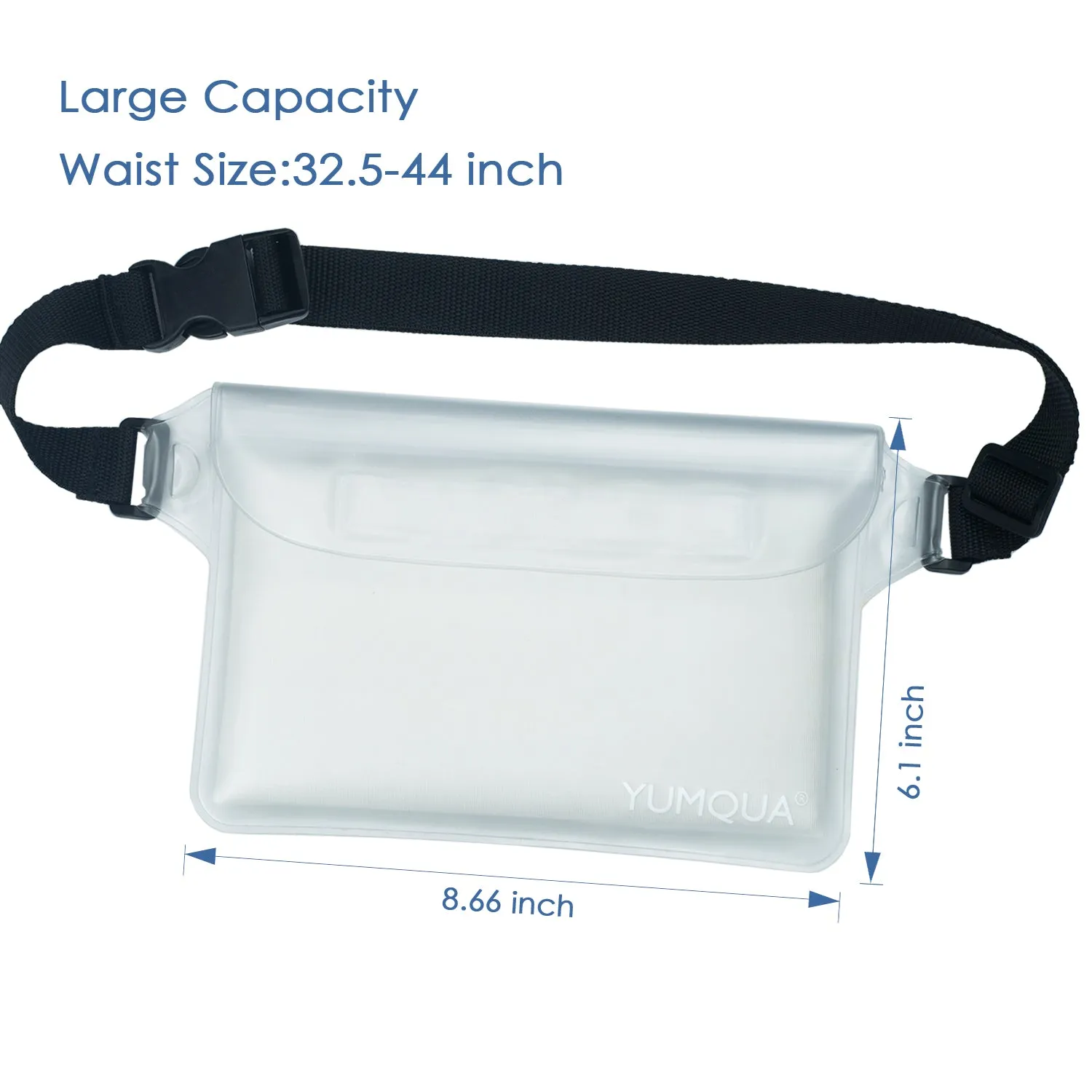 YUMQUA 2 Pack Waterproof Pouch with Adjustable Waist Strap, Waterproof Fanny Pack Dry Bags for Boating Swimming Fishing Sailing Beach Water Park