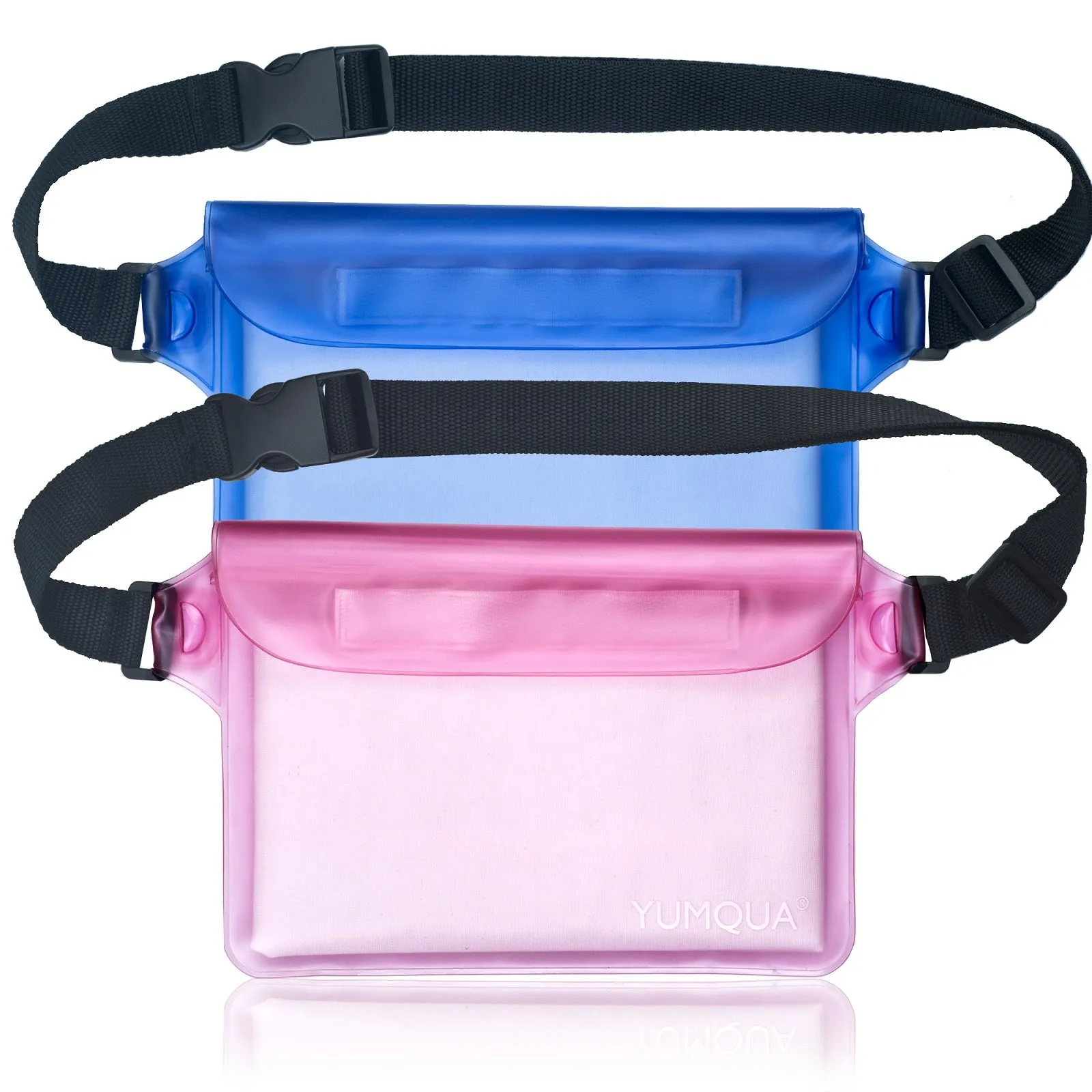 YUMQUA 2 Pack Waterproof Pouch with Adjustable Waist Strap, Waterproof Fanny Pack Dry Bags for Boating Swimming Fishing Sailing Beach Water Park