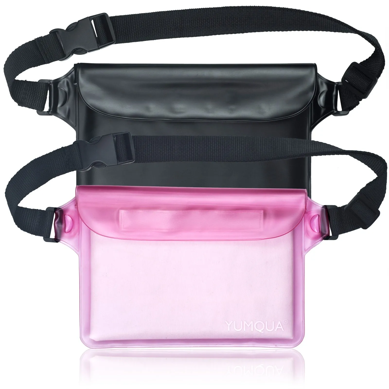 YUMQUA 2 Pack Waterproof Pouch with Adjustable Waist Strap, Waterproof Fanny Pack Dry Bags for Boating Swimming Fishing Sailing Beach Water Park