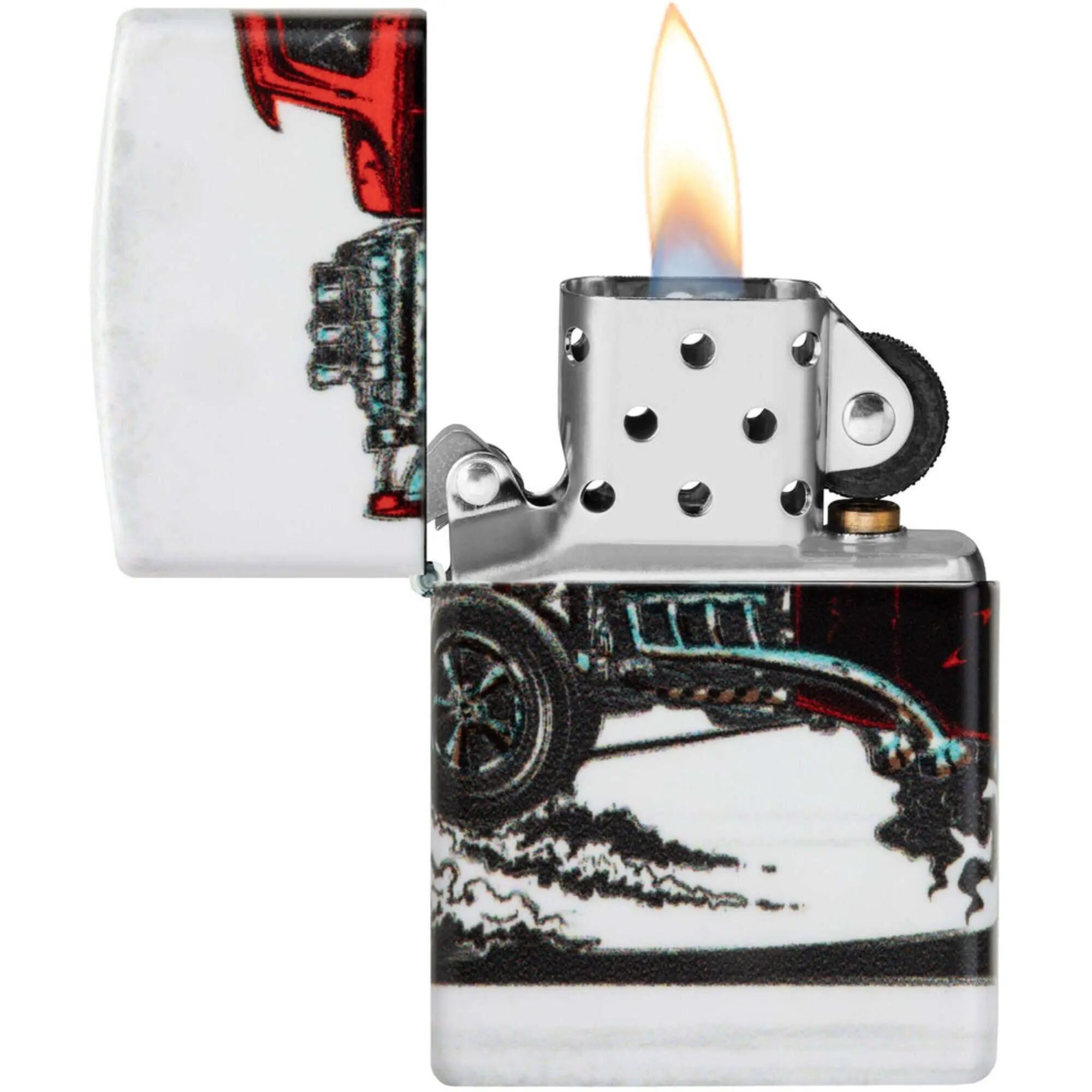 Zippo Windproof Lighter - Cherry-Red Hot Rod with 540 Color Design All-Metal | 48660