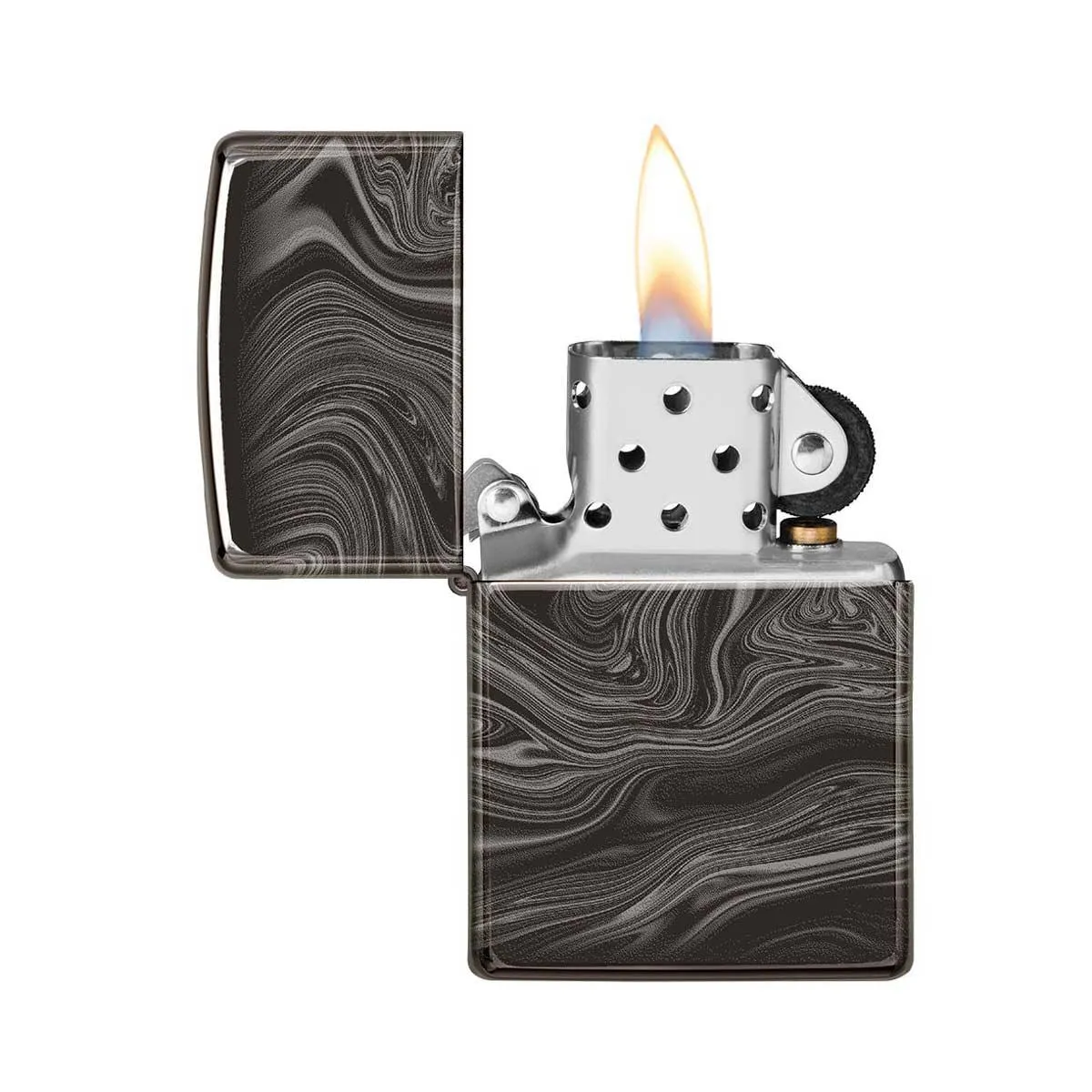 Zippo Windproof Lighter - Marble Pattern Design High Polish Black | 49812