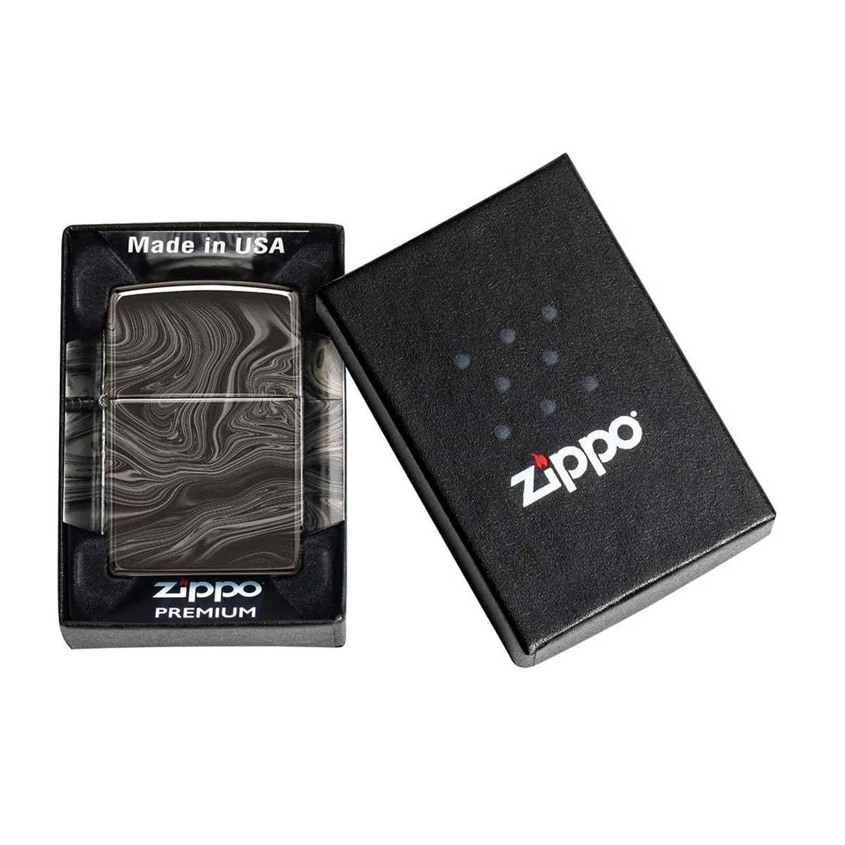 Zippo Windproof Lighter - Marble Pattern Design High Polish Black | 49812