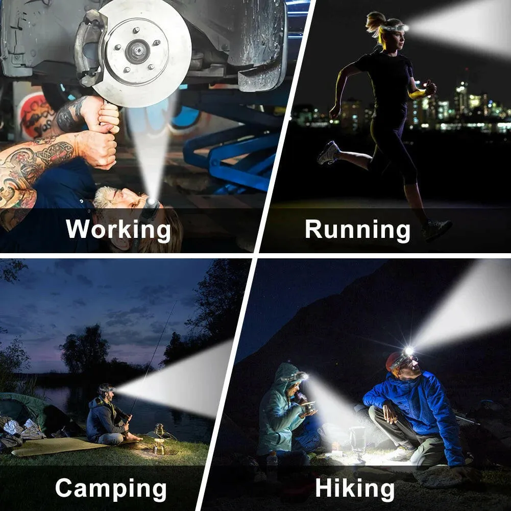 Zoom Rechargeable Flashlight LED Headlights High Power Sensor Light Headlamp Head-mounted Searchlight with USB Charging Outdoor